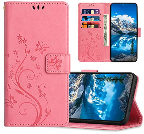 JZASES Coque pour Samsung Galaxy J3 2017, Housse en Cuir PU avec Fonction de Support, Etui à Rabat Portefeuille Coque Compatible avec Samsung J3 2017, Rose