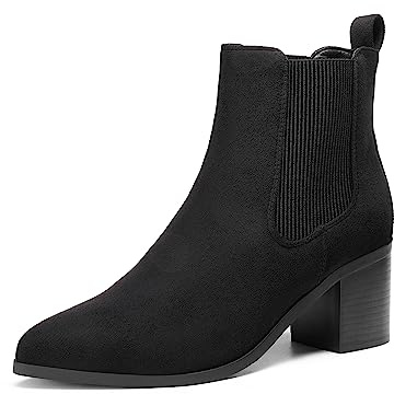 DREAM PAIRS Women's Boots Chunky Heel Ankle Booties Shoes SDAB2314W,Size 5.5,Black-Suede,SDAB2314W