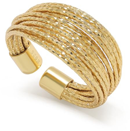 Meissa Gold Thumb Rings for Women Crossover Statement Ring Fashion Chunky Band Rings 925 Sterling Silver Stackable Gold Ring Set Wide Index Finger Ring Size Adjustable, Gold