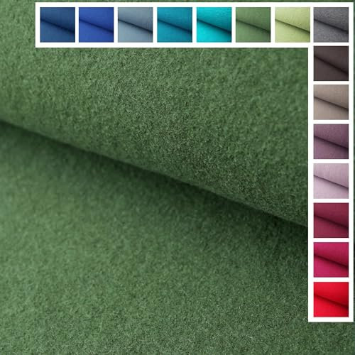 Premium Walkloden Walkstoff Kochwolle - 100% Wolle, Stoffe, Trachtenstoff, Meterware ab 25 cm Länge - Farbe Dunkelgrün