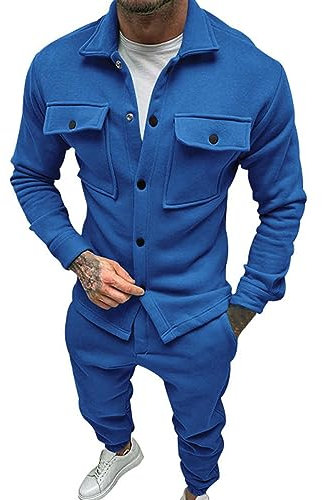 OBiQuzz Arbeitsanzug Herren 2 Teilig Winter Jogginganzug Set Herren Freizeitanzug Set Einfarbige Langarm Sweatshirt Hose Zweiteilige Anzug Trainingsanzug Fitness Männer Langarm Sportbekleidung