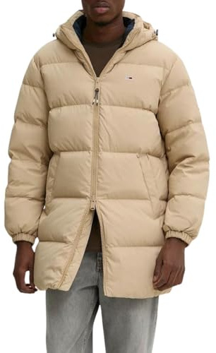 Tommy Jeans Herren Pufferjacke Essential Down Parka mit Kapuze, Beige (Gentle Gold), XL