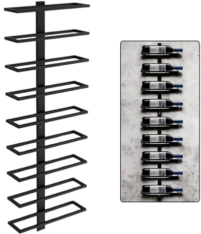 catrinaz® Wand-Weinregal für 9 Flaschen – Hängendes Weinregal aus Hochwertigem Stahl – Matt Schwarz – Industrielles Design – Platzsparend & Dekorativ