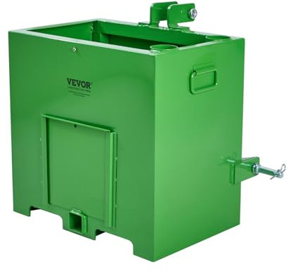 VEVOR Caja de Lastre de 3 Puntos para Tractor de Categoría 1, Caja de Lastre Capacidad de Carga 363kg para Receptor de Enganche de 50,8mm, Contrapeso de Acero Robusto para Cargadoras, Tractores, Verde