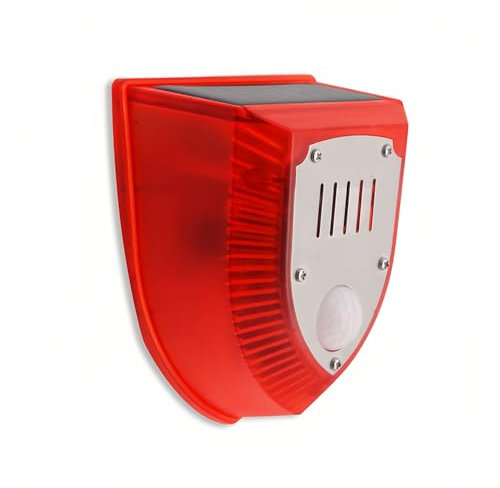 Lancoon Lampe de sécurité Solaire avec détecteur de Mouvement 129dB Bruyant Lampe stroboscopique étanche IP65 Lampe d'avertissement Sons de Coups de feu et d'aboiements pour la Cour extérieure