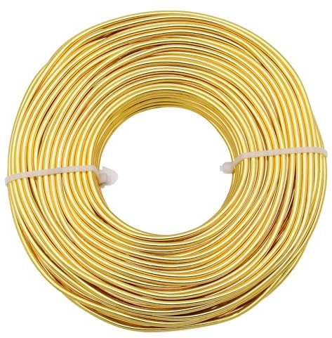 Uxney Filo metallico per gioielli, filo di alluminio 1,5mm - Per lavori manuali, creazione di gioielli, fai da te e artigianato in metallo (Oro, 30 metri)
