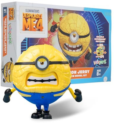 Minions Despicable Me 4 Spielzeug, 12cm Mega Jerry Actionfiguren, mit 3 veränderbaren Gesichtsausdrücken Minion Modellbausätze, Geschenke für Kinder ab 8 Jahren & älter