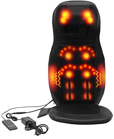 Wiyuer Massagesitzauflage Rückenmassagegerät mit Wärmefunktion+Vibration Ganzkörper Massagekissen Massagematte Massage für Nacken Rücken Schwarz 60X71CM