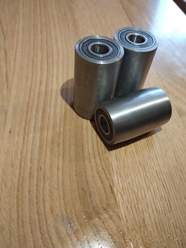 Rotoli per levigatrice a nastro, set di 3, cinghia da 50 mm, acciaio lucidato, regolabile, montaggio su perni o viti M12