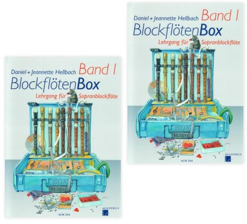 Blockflötenbox Band 1 | Acanthus Verlag ACM254 | Daniel Hellbach | Sopranblockflöten Lehrgang für Kinder | 2 x Blockflöten Box + Korkpflegestifte | Doppelpack