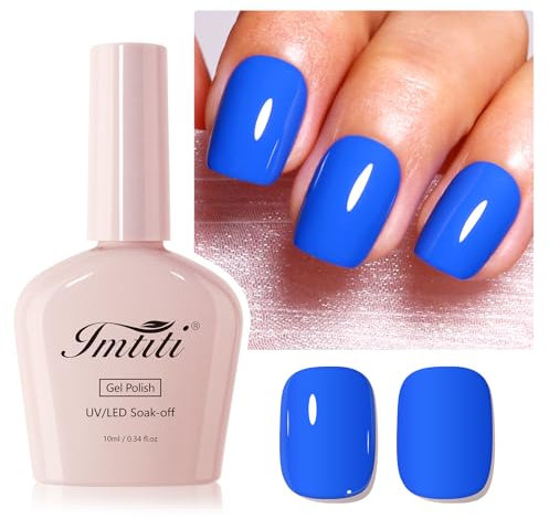 Imtiti Blue Gel Nail Polish, 1Pcs Electric Blue Gel Polish Soak Off UV LED Gel Polish, Long Lasting, Nail Art Manicure Salon DIY at Home for Autumn and Winter (0.34 Fl Oz)