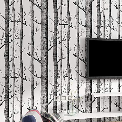 LMTYJZRY Wallpaper,3D Stereo Black And White Branches Non-woven Wallpaper Wood Grain Trees Dining Room Living Room Bedroom Background Wallpaper (10mx53cm)