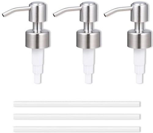 OWLMATE 3 Stück Seifenspender Pumpkopf für 26-28 mm Ersatzpumpe, Edelstahl für Küche Badezimmer Worktop Seife Shampoo Duschgel