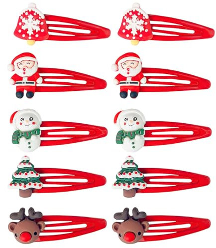 10 Stück Weihnachts Haarschmuck Haarspangen,Schneemann Rentier Weihnachts Deko Haarklammern,Weihnachts Geschenke Haarspangen,Kinder Mädchen für Weihnachts Party Weihnachtsschmuck Haarnadeln Haarreif