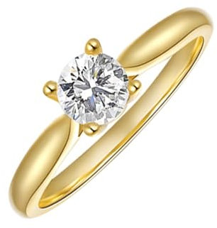 Whoiy Ehering Gelbgold 585 Schlicht, 14k Echt Gold Trauringe Hochzeitsring Solitär Moissanit Ringe für Frauen Gr. 62 (19.7)