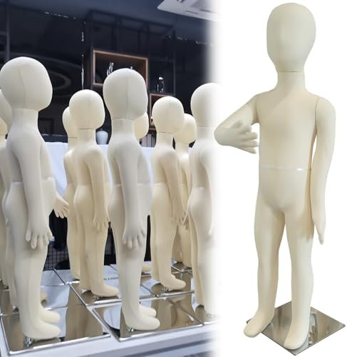 Schaufensterpuppe Gesichtslose Schaufensterpuppe, Ganzkörper, Beige, Kinder-/Kindergröße, Torso – Weibliche/männliche Unisex-Schaufensterpuppe Für Schaufenster, Mädchen, Jungen, Kleinkinder, Teenager(
