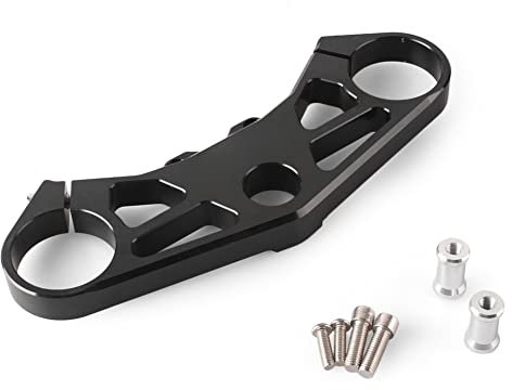 Bacar Black Motor Triple Tree Top Clamp, Fork Lowering Front Triple Tree Upper Top Clamp Yoke CNC Aluminum For GSXR1000 2005-2006