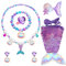 AUNGKWANG 7 Stück Meerjungfrau Kinder Schmuckset Mädchen, Meerjungfrau Zubehör, mit Pailletten Geldbörse, Halskette, Ringe, Ohrringe, Armbänder, für Party Mädchen ab 3 Jahren
