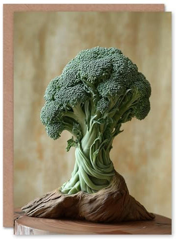 Artery8 Greeting Card Broccoli Tree Fantasy Fun Conceptual Art Blank For Him Or Her Art Birthday Card