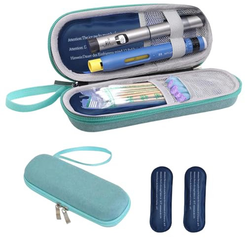 Insulinkühler, Reiseetui, Insulin-Stiftetui mit 2 Nylon-Eisakkus, kleine Diabetiker-Kühltasche, isolierte medizinische Tasche, Medizin, Kühltasche für Reisen, Insulinhülle, Diabetikerbedarf