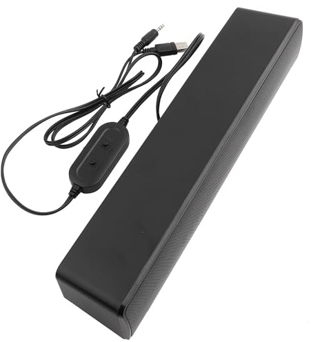 Ejoyous Music Player Bass Surround Sound Box, 3.5 -mm -Eingabe USB Kabel -Stereo -Soundbar High Power -Lautsprecher für Desktop -Smartphones Laptop (White) (Black), t Lautsprecher für Fernseher