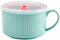 Bol à soupe avec couvercle, bols de soupe en céramique de 7 pouces avec des poignées, bol à micro-ondes polyvalents portables pour la maison, l'école et le travail