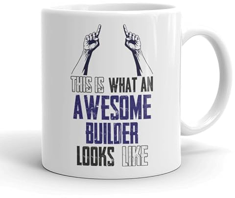 VIROSA Funny Builder Mug – “This is What an Awesome Construction Worker Looks Like” – Gift for Tradesmen – 11oz Ceramic Cup