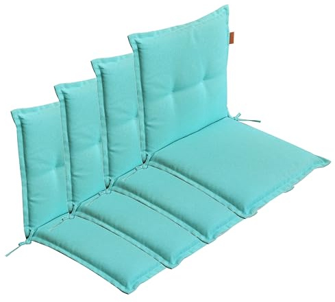 LILENO HOME Gartenstuhl Auflagen [4er Set - Niedriglehner] in Karibik | bequeme Liegen als Sitzauflagen für Gartenmöbel - Stuhlkissen für Gartenstühle und Klappstühle BAR