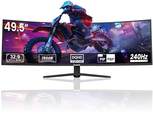 Gawfolk Monitor Gaming 49 Pollici Curvo Monitor 240Hz Ultrawide DQHD 5120x1440 1MS, FreeSync, 120% sRGB, 2X HDMI 2.1, PBP/Pip
