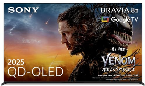 Sony BRAVIA 8 II 65 QD-OLED, K65XR8M25B (2025), 4K HDR Smart TV, AI XR Processor, Acoustic Surface Audio+, Dolby Vision/Atmos, IMAX Enhanced, Apple AirPlay 2, Eco Dashboard, 5 year warranty.
