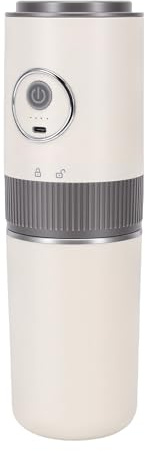 HEEPDD Tragbare Elektrische Kaffeemühle, Konisches Mahlwerk aus Edelstahl mit Wiederverwendbarem, Feinmaschigem Filter, 350-ml-Becher für Camping, Büro, Reisen (WHITE)