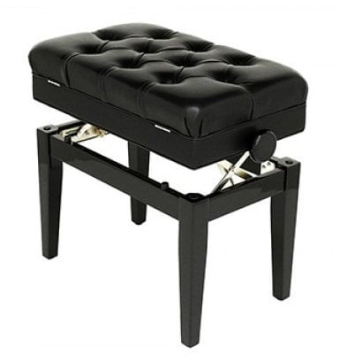 Symphony Piano Bench Stool with Adjustable Height and Storage - Polished Ebony (FS311PE)