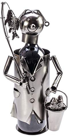 InnoMar Metall Weinflaschenständer Angler/Fischer Weinflaschenhalter Weinbutler Weinregal