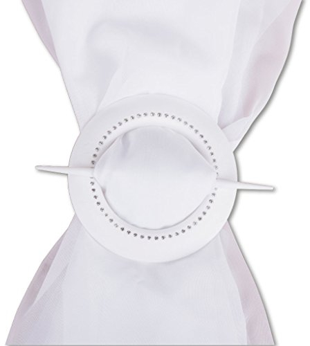 Arsvita Raffhalter aus Kunststoff mit Strasssteinen oder aus massiv Holz, dekorativer und praktischer Vorhanghalter in vielen erhältlich (Kunststoff mit Strasssteinen/weiß - schneeweiß)