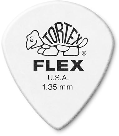 JIM DUNLOP 468R1.35 Tortex Flex Jazz III Guitar Pick, 1.35mm, White - 72 Pack