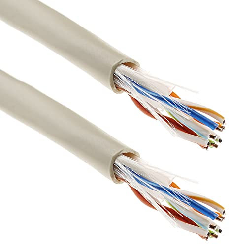 BeMatik - Bobina de Cable de Red LAN UTP categoría Cat.6 24AWG CCA rígido Gris 100 m