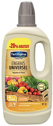 FERTILIGENE FEU750P - Engrais Liquide Universel Légumes et Fleurs UAB 900 ml -Plantes plus belles en 7 jours -Apporte une nourriture équilibrée - A base d'algues marines -Pour 128 L de solution diluée