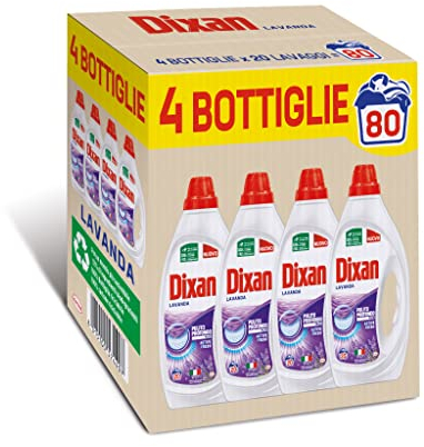 Dixan Lavanda, Detersivo Lavatrice Liquido, Tecnologia Pulito Profondo, profumazione lavanda, confezione da 80 Lavaggi