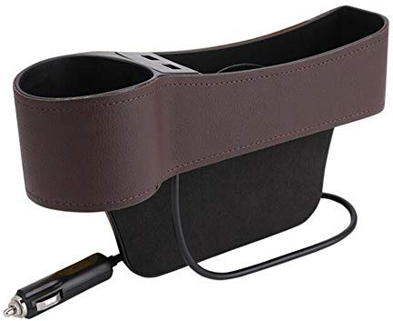 MoreChioce Car Seat Storage Box, Universal PU Leather Car Seat Side Pockets Organizer Multifunctional Car Seat Side Gap Filler Organizer Auto Gap Pocket Stowing Tidying,Brown Main drive