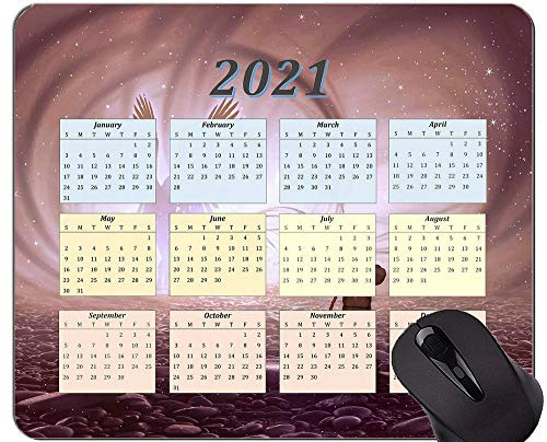 Special Design 2021 Kalender Mauspad, Mönch Engel Beten Sie Bequeme Mausmatte für Spiele und Büro
