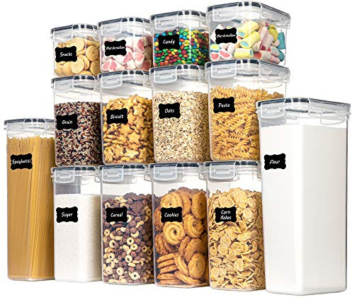 CHEFSTORY Airtight Food Storage Containers Set, 14 PCS Kitchen Storage Containers with Lids for Flour, Sugar and Cereal, Plastic Dry Food Canisters for Pantry Organization and Storage