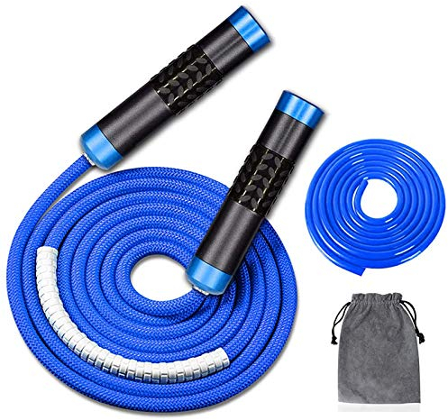 Redify gewichtetes Springseil (0,5 kg) mit verwicklungsfreiem Kugellager für schnelles Training, verstellbar, Aluminium-Griff, 9 mm Baumwollstoff, massives PVC, ideal für Fitness, Boxen & Abnehmen