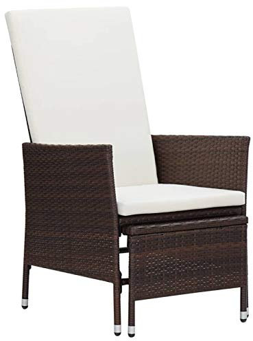 Tidyard Garten-Liegestuhl mit Auflagen Liegestuhl Relaxliege Sonnenliege Gartenliege Holzliege Strandliegestuhl Outdoor Möbel Gartenmöbel Poly Rattan Braun