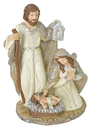 CHICCIE Aufsteller Heilige Familie Beige 17cm - Weihnachtsdeko Krippenfigur