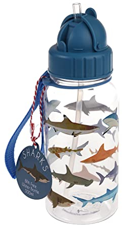 Rex London BPA Free Plastic Kids Water Bottle 500ml - Sharks