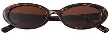Laurinny Oval Sunglasses for Women Trendy 90s Retro Small Cute Sun Glasses Chic Lightweight Narrow Shades Leopard/Brown Lens