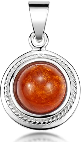 Materia Bernstein Anhänger Silber 925 Damen Kettenanhänger rund KA-129-ohne Kette