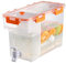 Fiorky 1 Gallon Plastic Drink Dispenser, with Leak-Proof Spigot, Clear Rectangular Mason Jar, Beverage Storage with Filter Screen for Fridge, Sealed for Water, Iced Tea, Sangria, Lemonade
