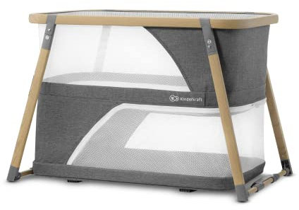 KinderKraft Sofi Portable Travel Crib for Baby, Convertible Sleeping Cot 4 in 1 with Easy to Pack Playpen, Comfortable Bassinet Mattress and an Additional Cradle Function