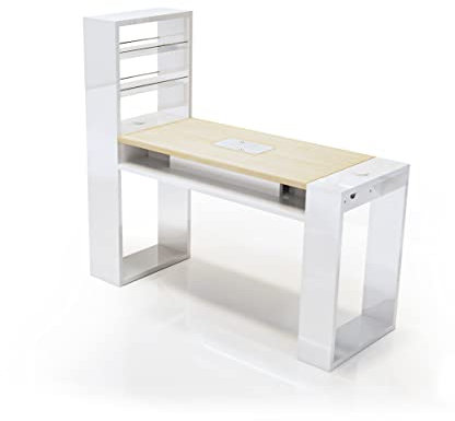 Mesa de uñas profesional de manicura, con aspirador de uñas, set de reconstrucción, 140 x 73 x 50 cm, modelo Astra Plus (roble + aspirador 300)